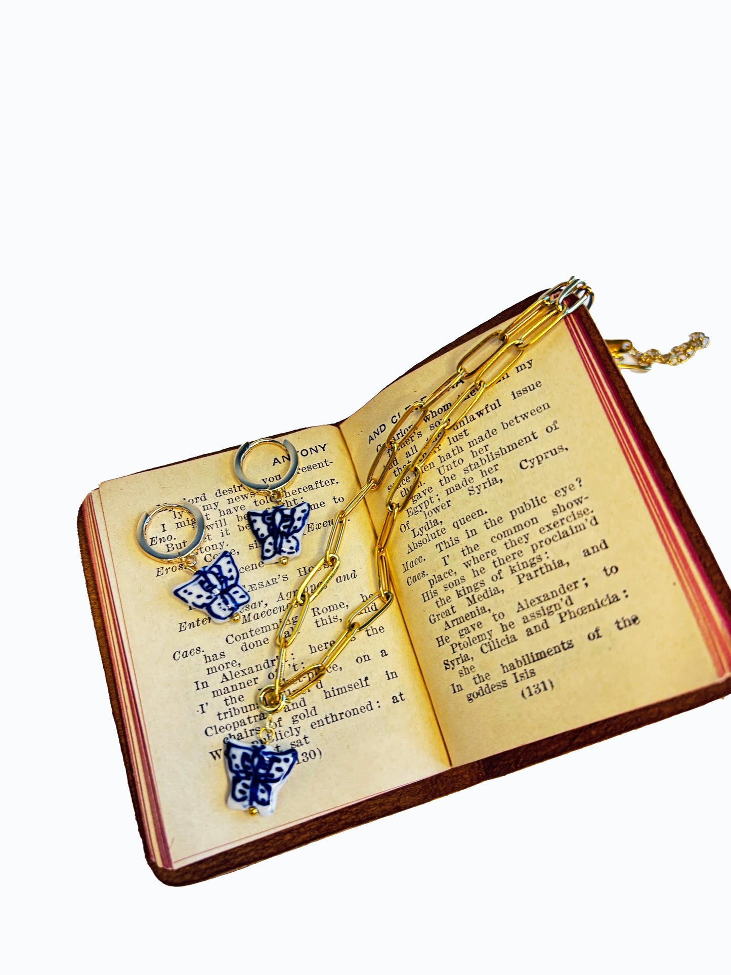 Blue Porcelain Butterfly Set | Handmade Ceramic Necklace and Earrings | Symbol of Transformation, Luck & Beauty | Elegant Gift for Her