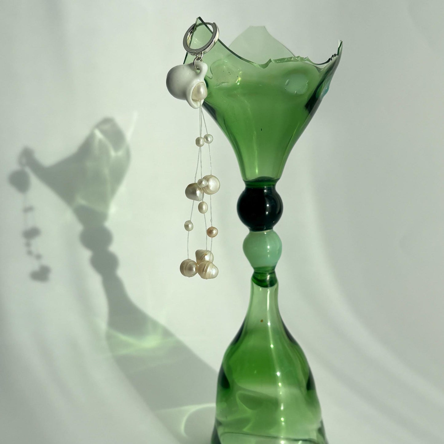 Pouring Pearl Earrings, Ceramic Pitcher Statement Earrings, Bridal Jewelry, Artistic Dangle Earrings, Handmade Gift for Her