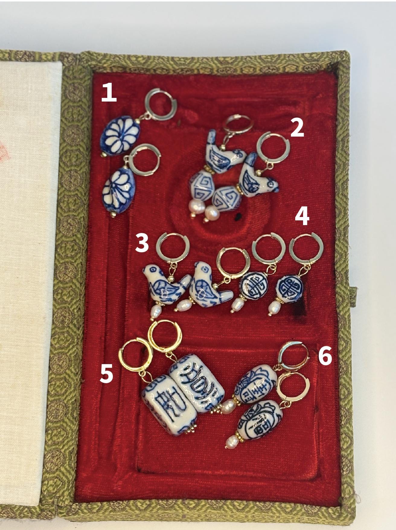 Blessings in Blue | Porcelain Drop Earrings | Handcrafted Chinese Blue & White Ceramic Jewelry, Pearl Dangle Earrings, Auspicious Gift