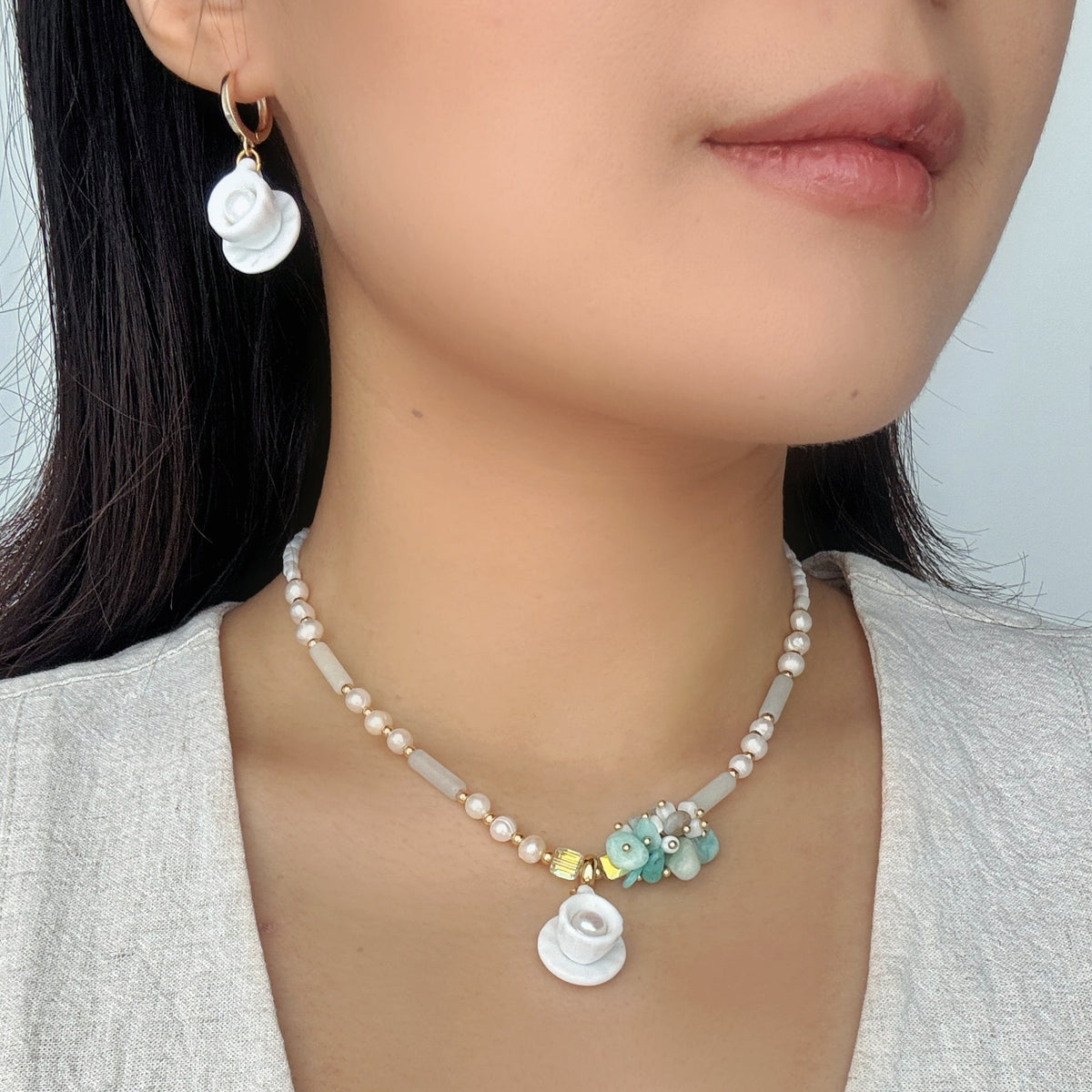 My Cup of Tea Porcelain Pearl Earrings