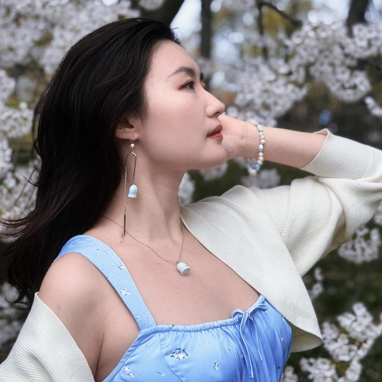 Tulip Oath Necklace– Handmade Ceramic Floral Necklace| Romantic Wedding Jewelry | Gift for Bride & Bridesmaids