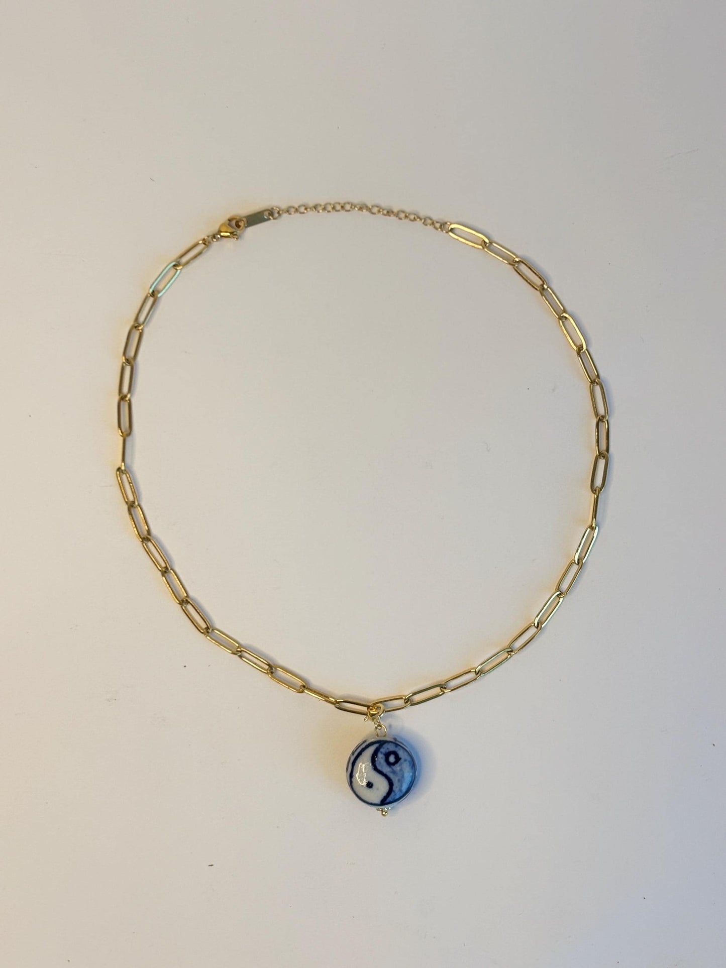 Yin Yang Harmony Necklace | Handmade Porcelain Pendant | Blue & White Ceramic Jewelry, Balance and Peace Symbol, Unique Gift