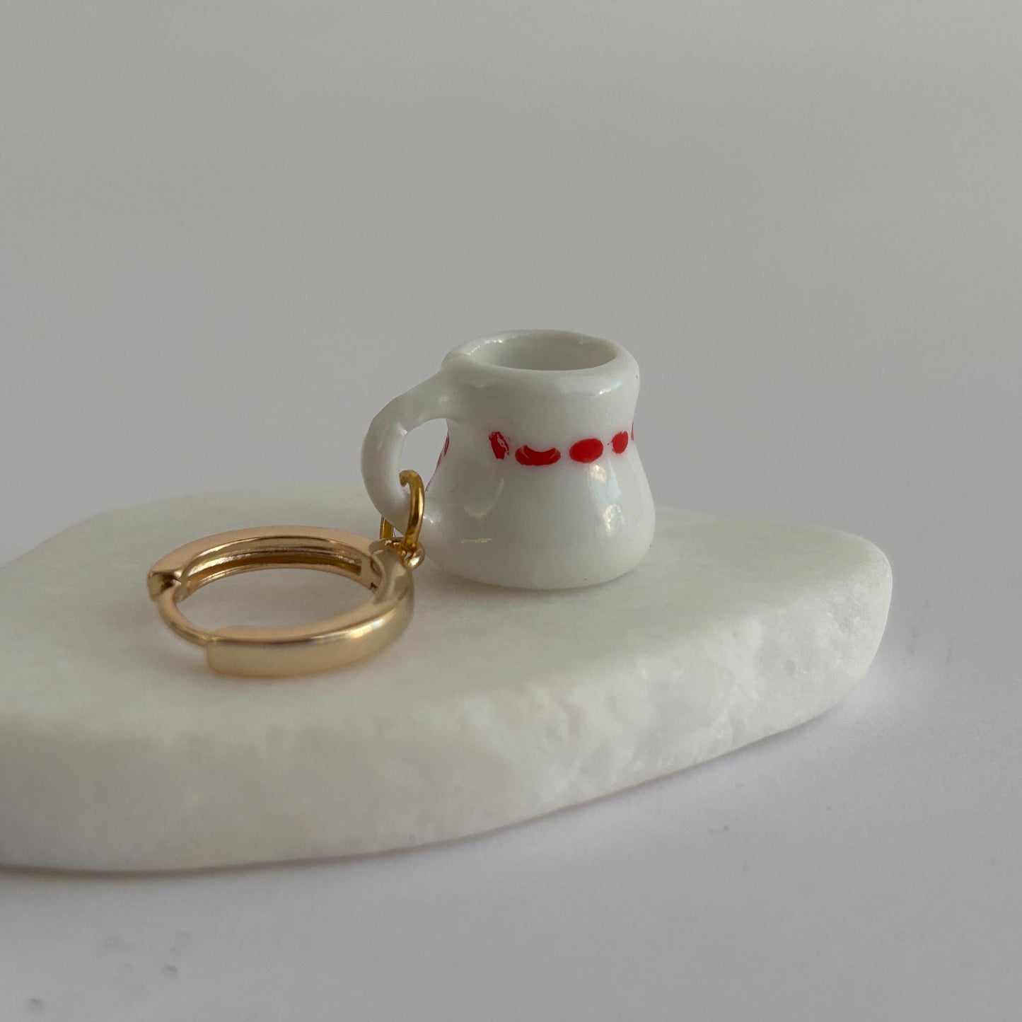 Teacup Snowman - Porcelain Earrings