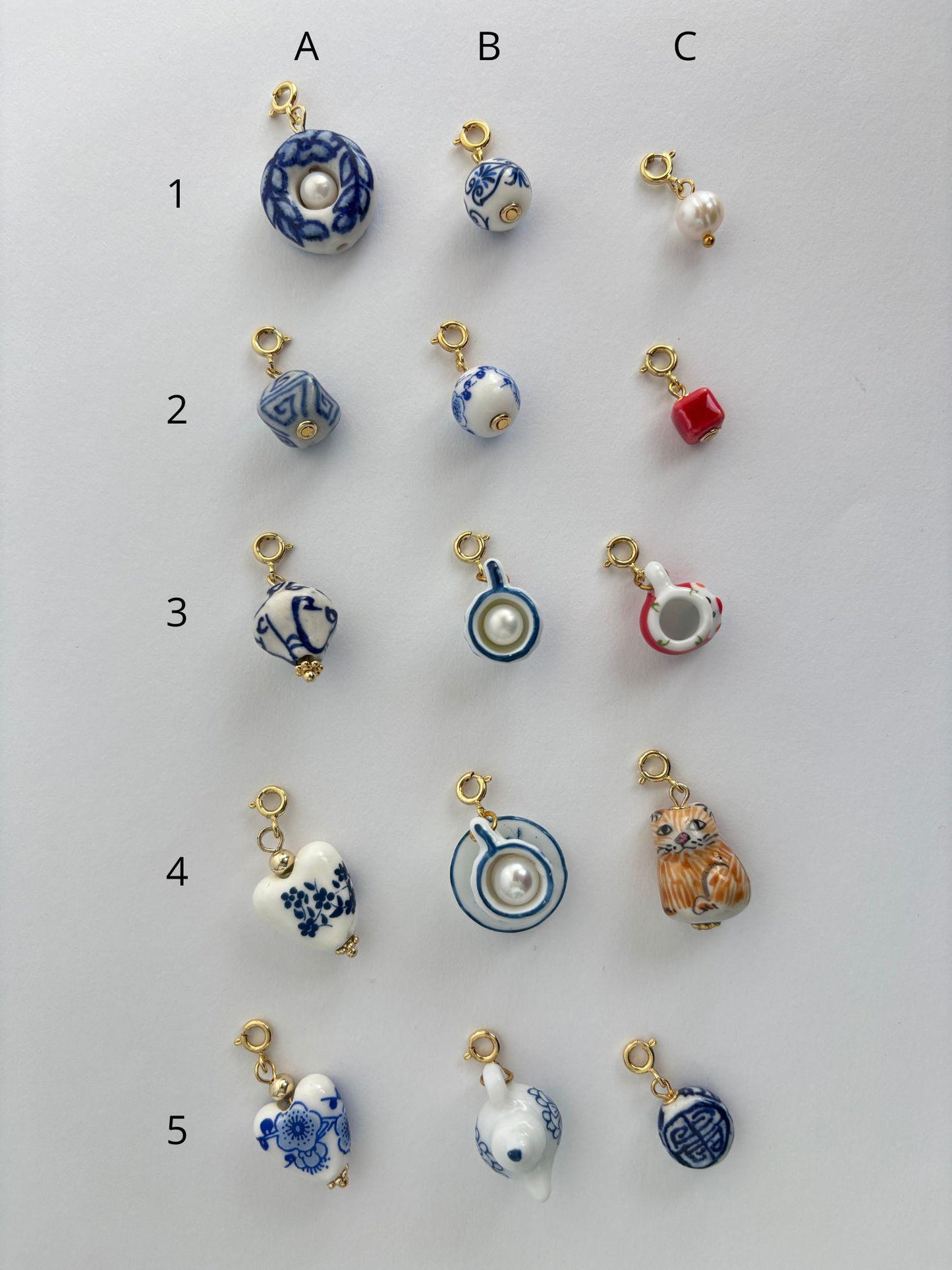 Customizable Porcelain Kitty Necklace with 4 Charms| Cute and Unique Handcrafted Jewelry | Cute Gift | Cat Lovers