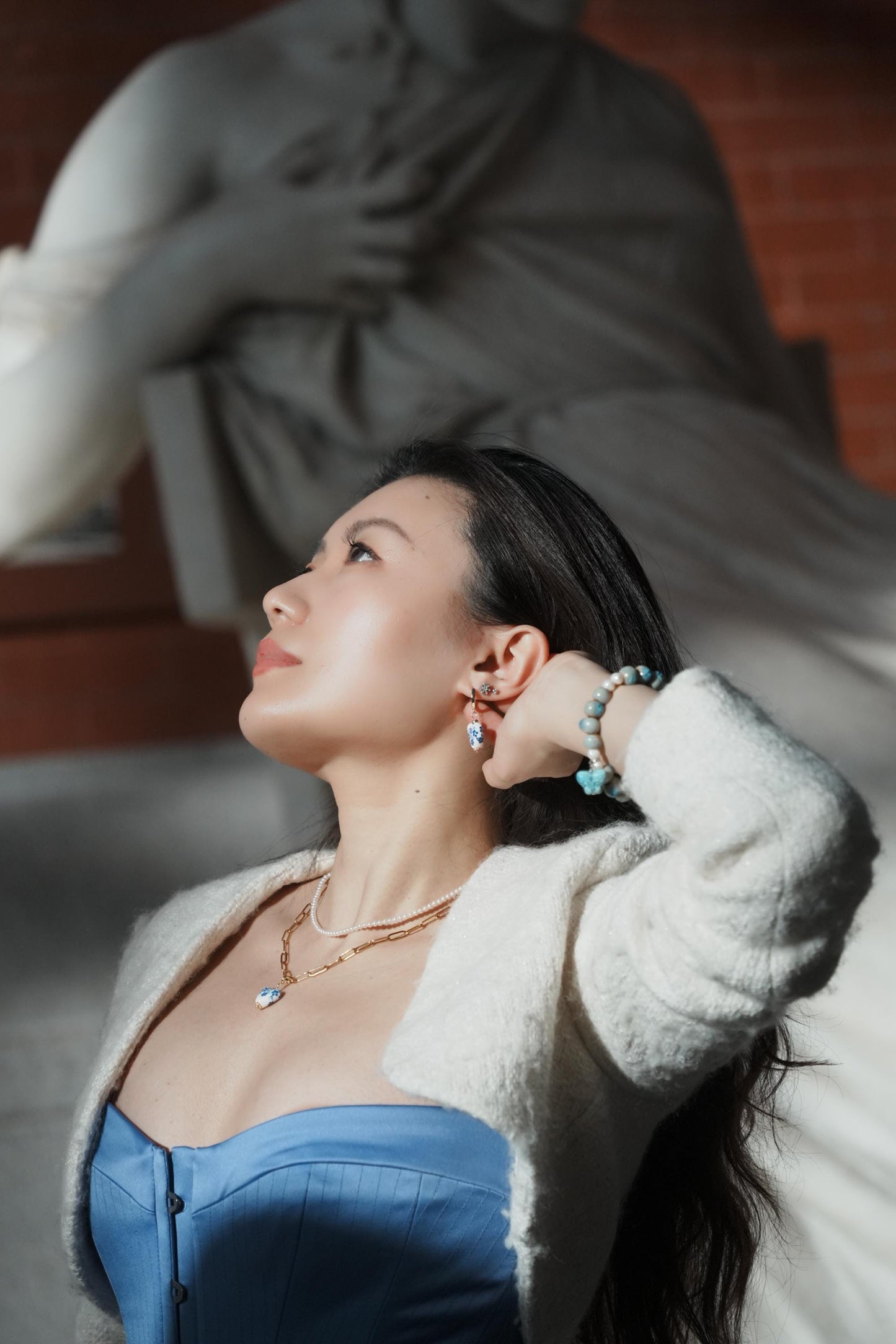 Porcelain Heart Hoop Earrings