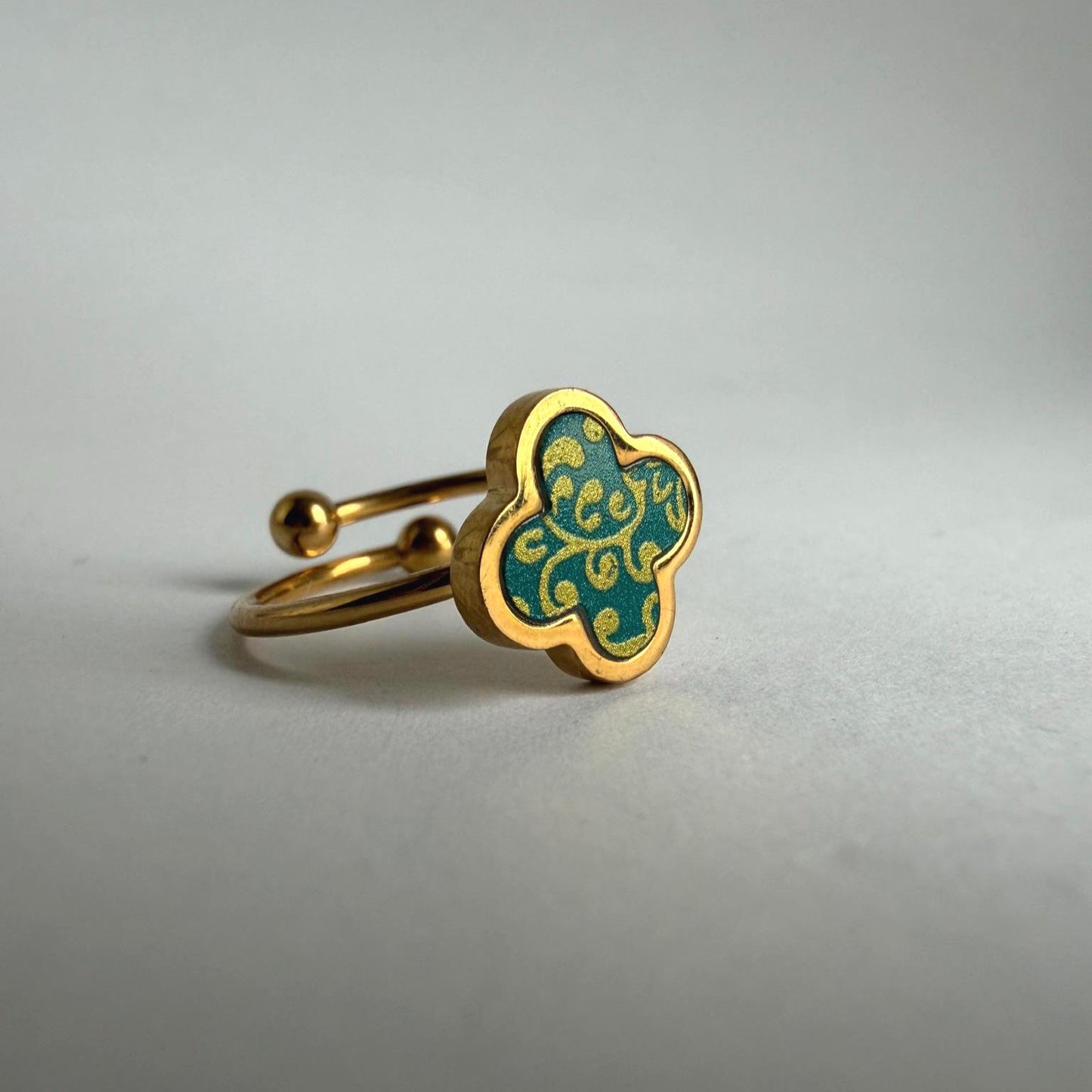 Dainty Porcelain Lucky Signet Ring | Gift for Good Health