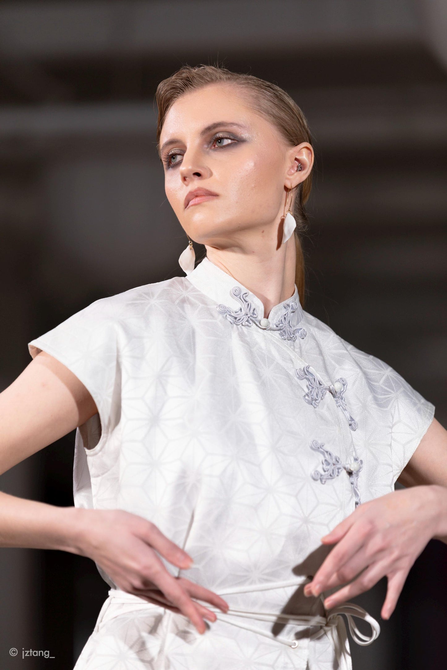 Runway Petal Earrings, Handmade Porcelain Flower Earrings, NYFW Statement Earrings, Minimalist Bridal Earrings