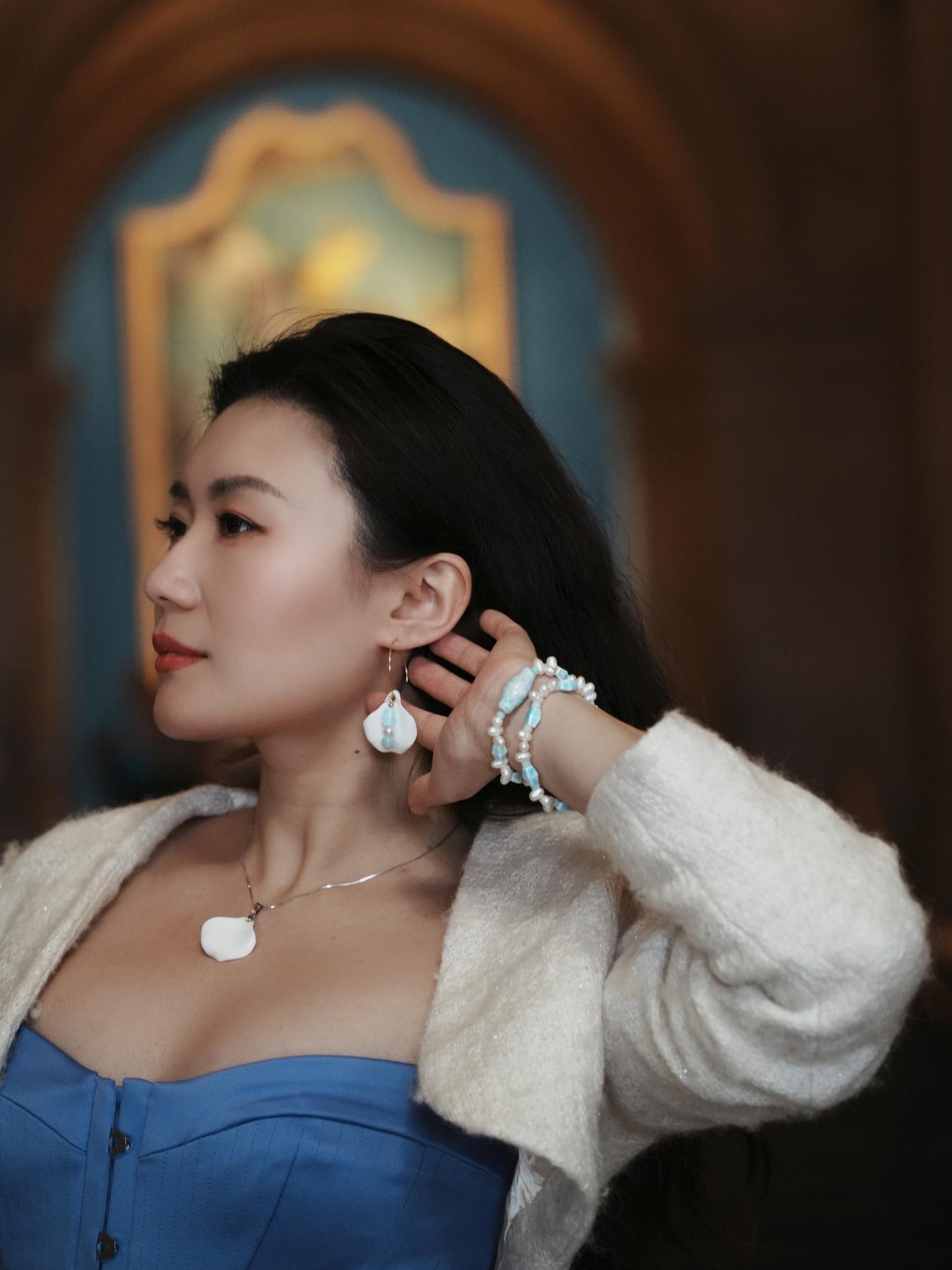 Runway Petal Necklace -  Handmade Porcelain Flower Necklace