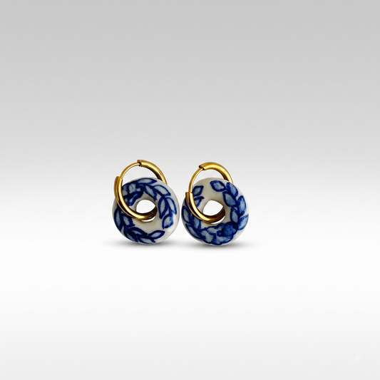 The Ming Blue: Marbled Hoop Bagel Earrings