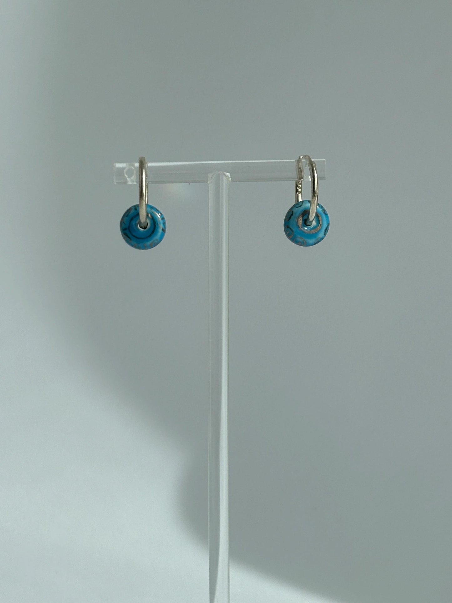 Azure Porcelain Hoops | Handmade Ceramic Hoop Earrings | Minimalist Blue Charm Jewelry, Everyday Elegant Gift