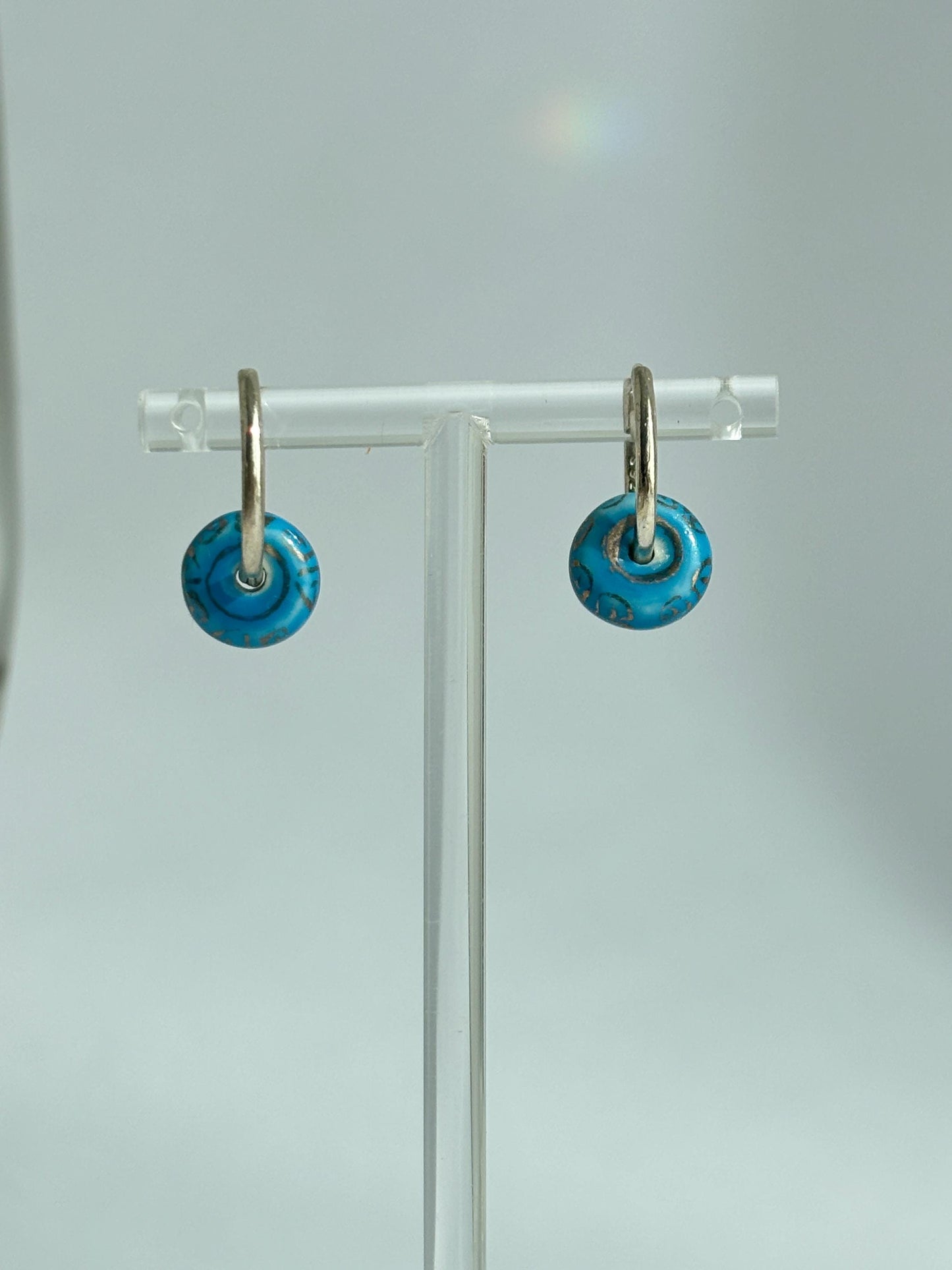 Azure Porcelain Hoops | Handmade Ceramic Hoop Earrings | Minimalist Blue Charm Jewelry, Everyday Elegant Gift