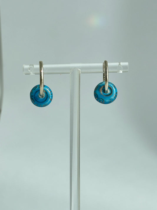 Azure Porcelain Hoops | Handmade Ceramic Hoop Earrings | Minimalist Blue Charm Jewelry, Everyday Elegant Gift