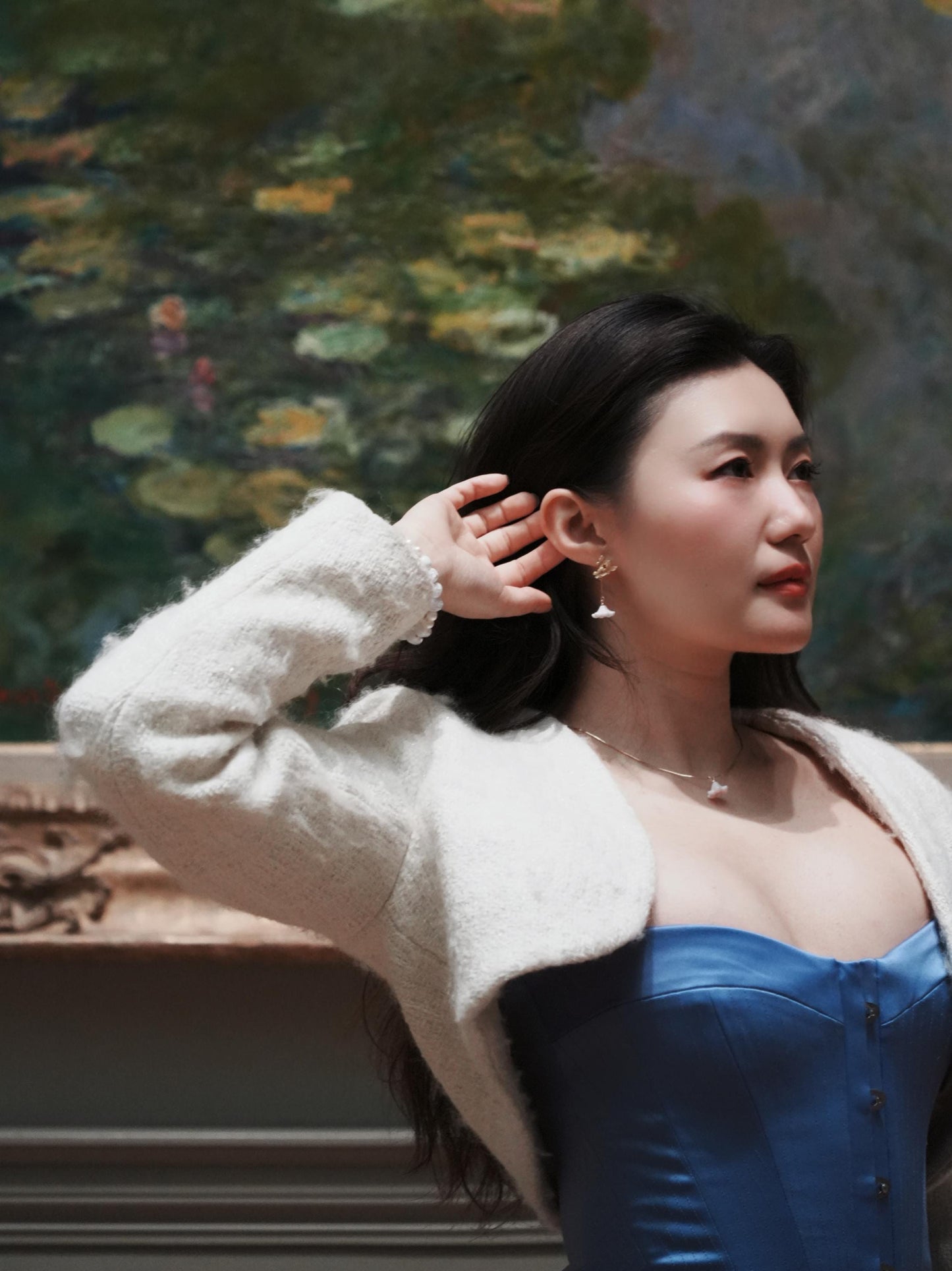 Lily Whisper | Lily of Valley Necklace | Handmade Ceramic Floral Necklace, Pearl Bridal Jewelry, Bridesmaid Gift, Romantic Necklace