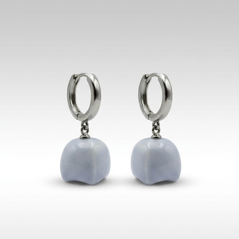 Lily of the Valley earrings | Birth flower earrings | Purple Floral Porcelain Dangle Earring