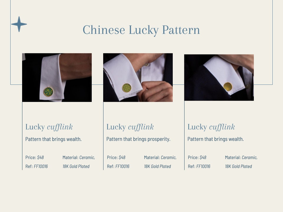 Green Lucky Pattern Porcelain Cufflinks