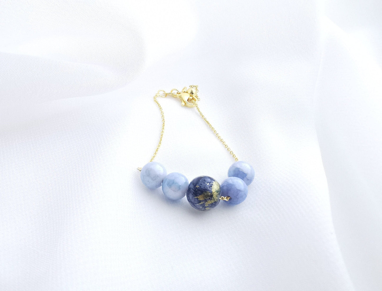 Hand-Painted Blue Ink Porcelain Bracelet