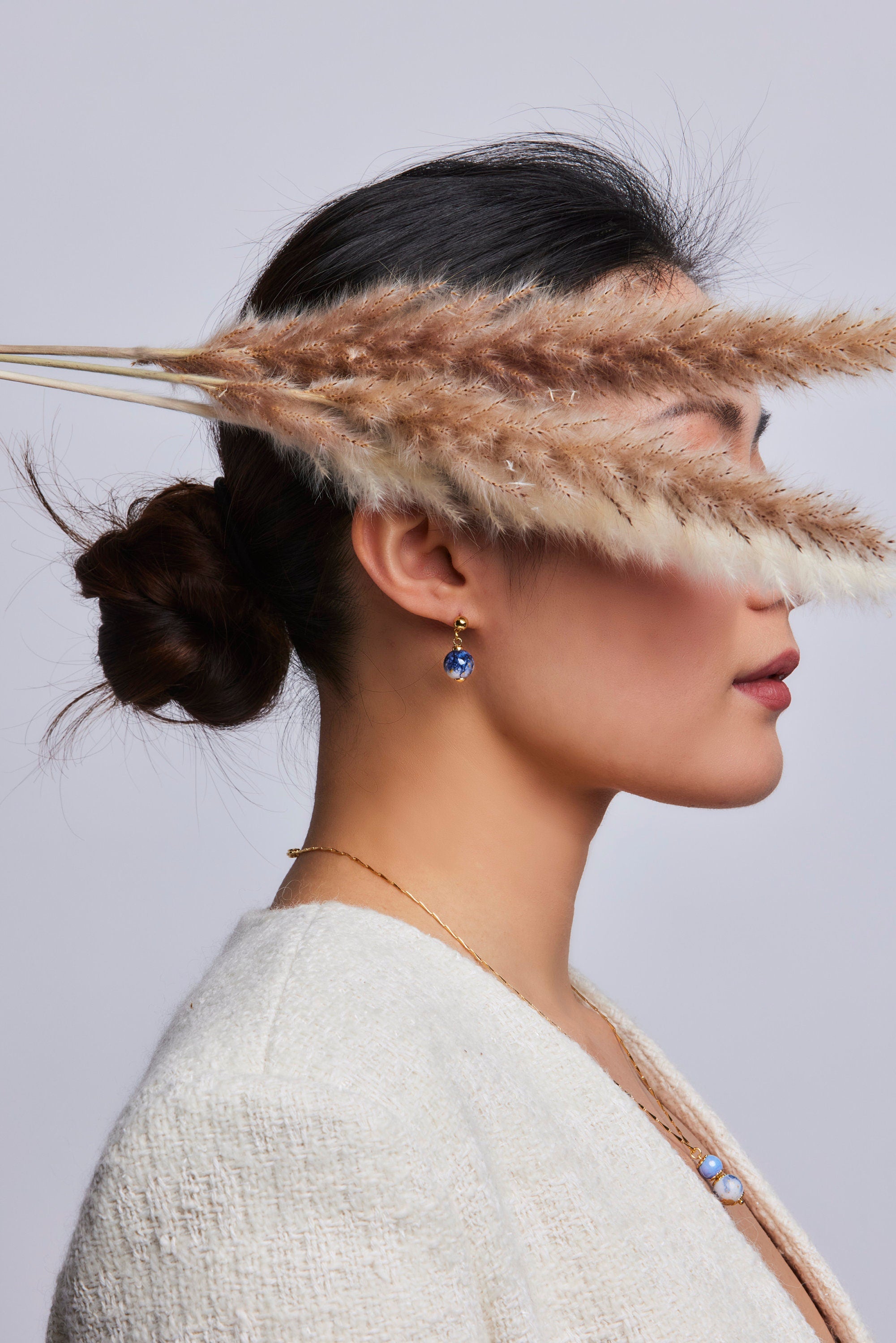 Ink-Imagination Blue Porcelain Dangle Earrings