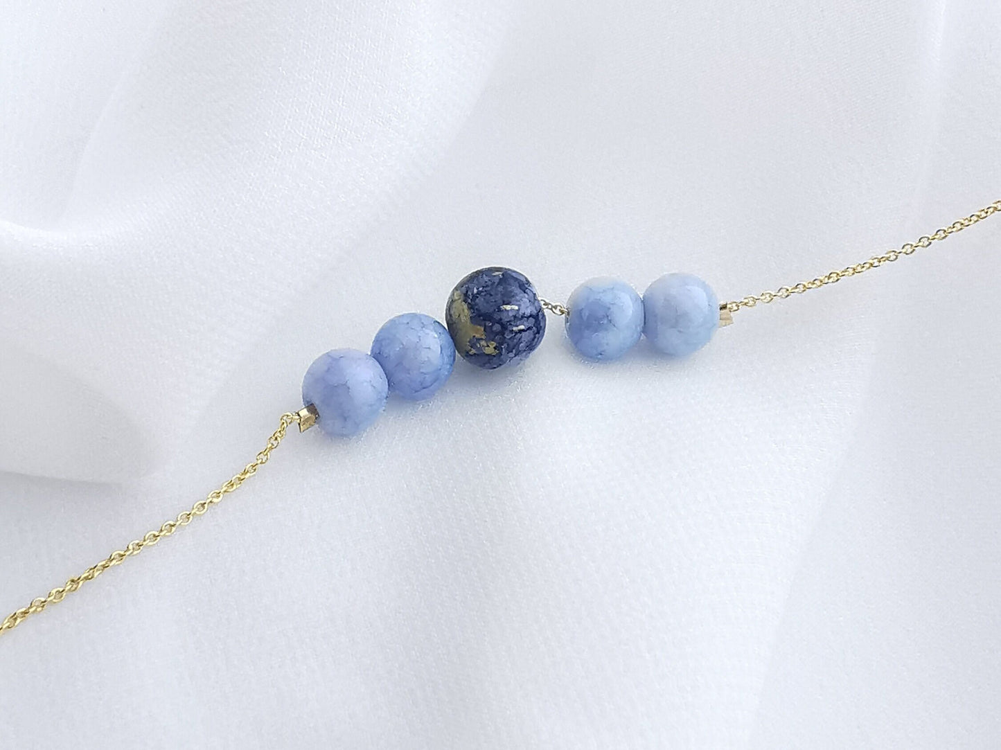 Hand-Painted Blue Ink Porcelain Bracelet