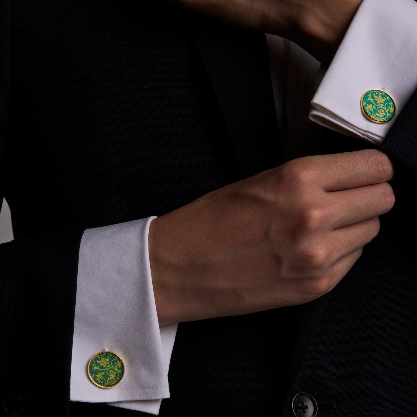 Green Lucky Pattern Porcelain Cufflinks