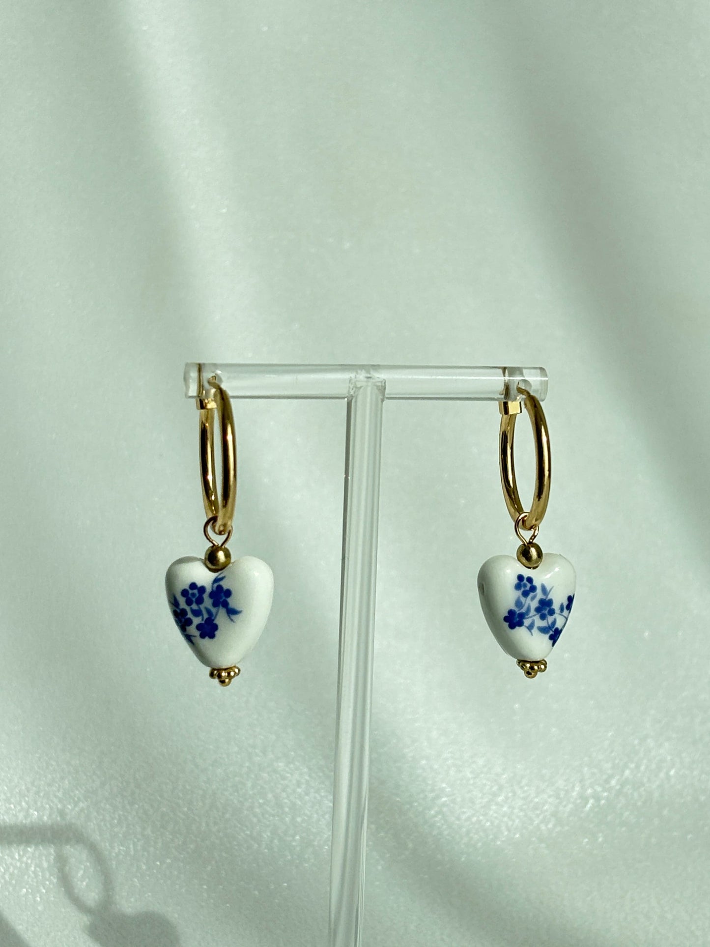 Heart-Shaped Porcelain Earrings