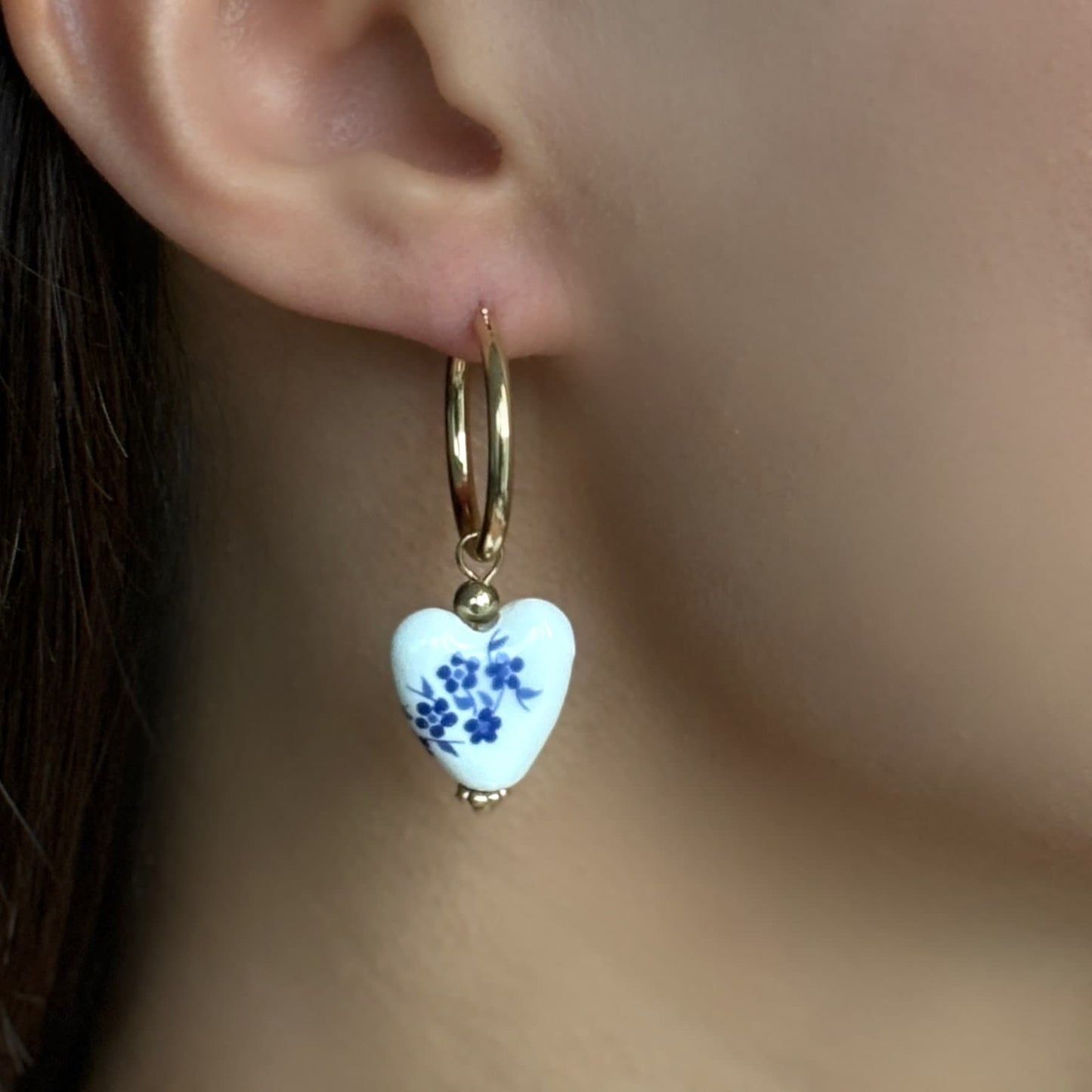 Heart-Shaped Porcelain Earrings