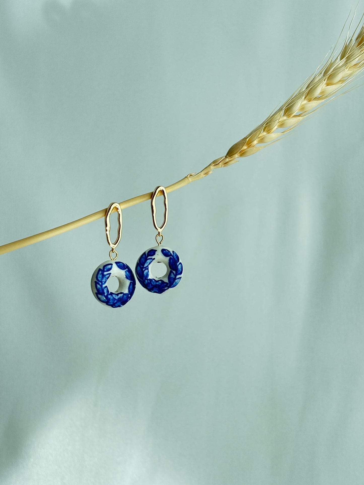 Blue Porcelain Rings Hoop