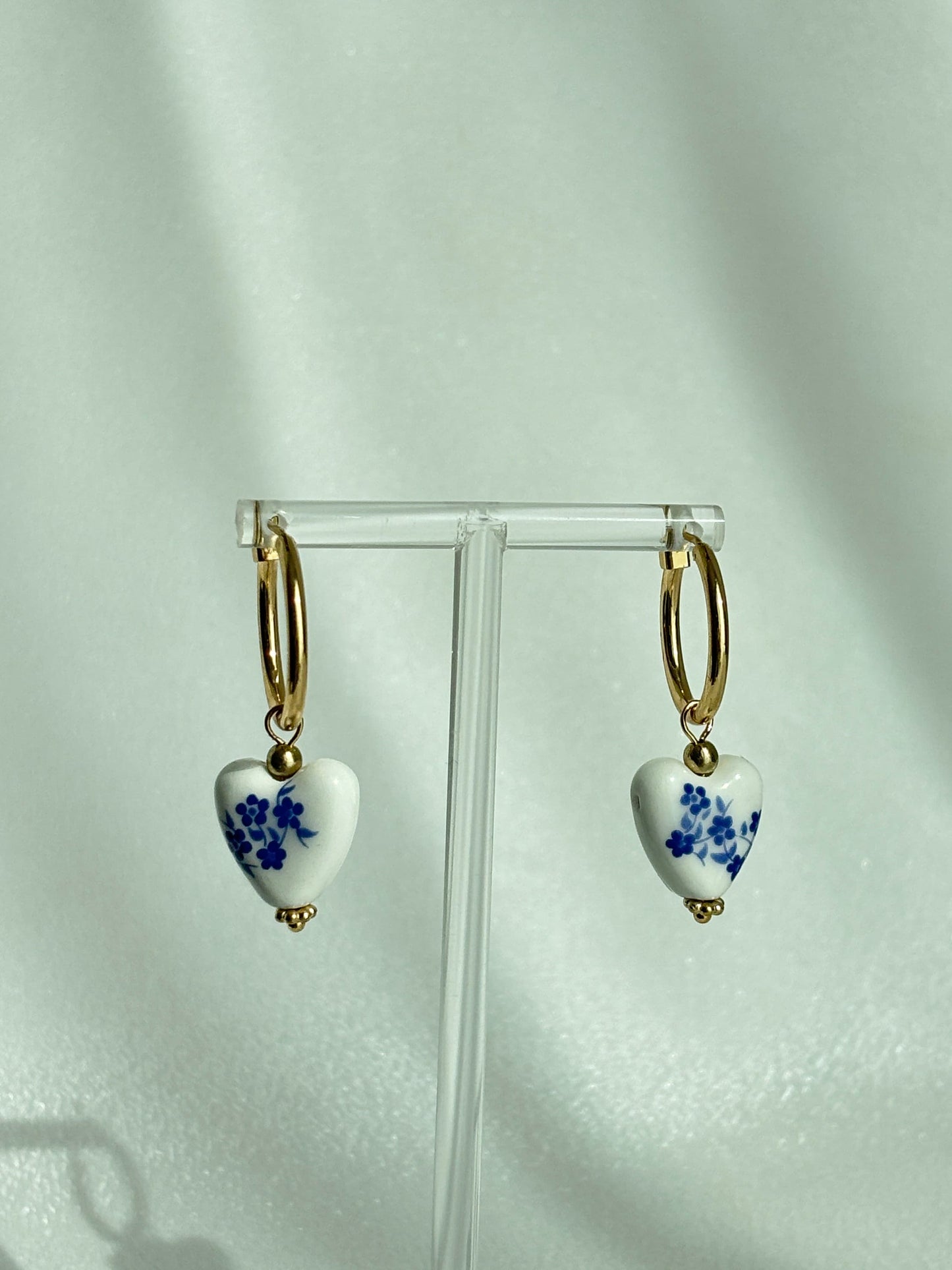 Heart-Shaped Porcelain Earrings