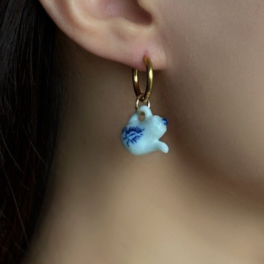 Asymmetric Teapot & Pearl Porcelain Earrings