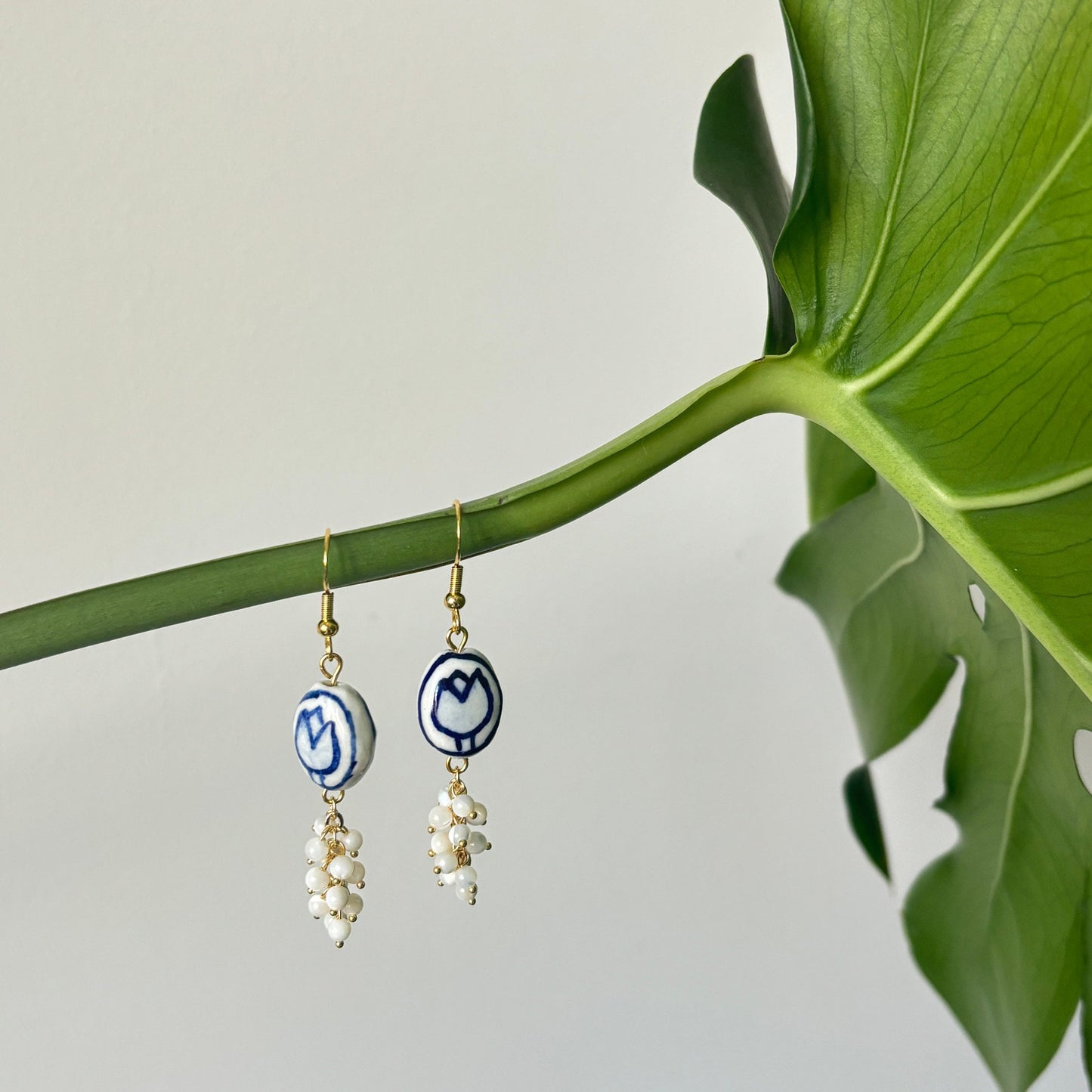 Hand-Painted Blue Flora Earring