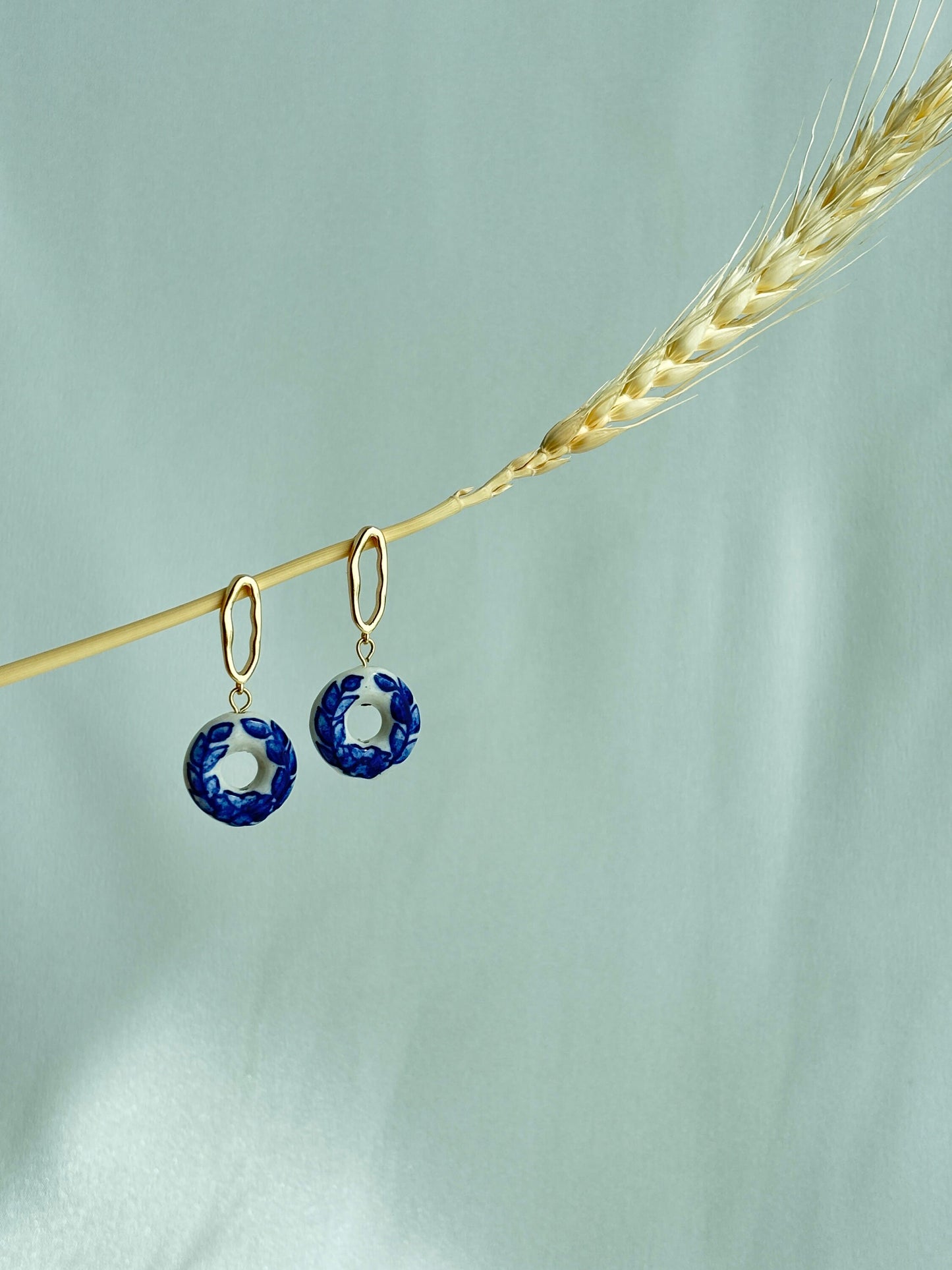 Blue Porcelain Rings Hoop