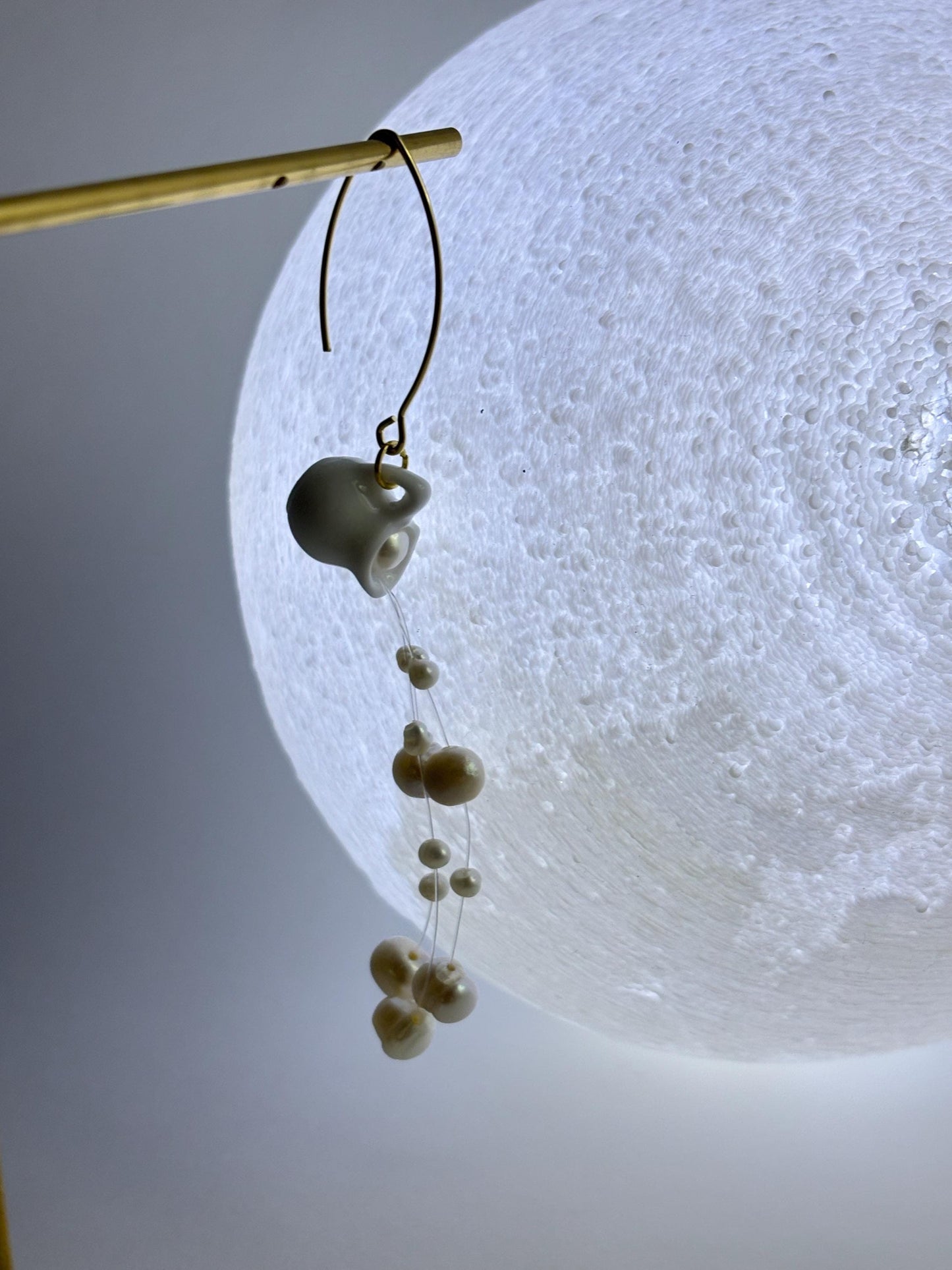 Pouring Pearls -  Porcelain & Pearl Tea-set Earrings  (MAKE TO ORDER)