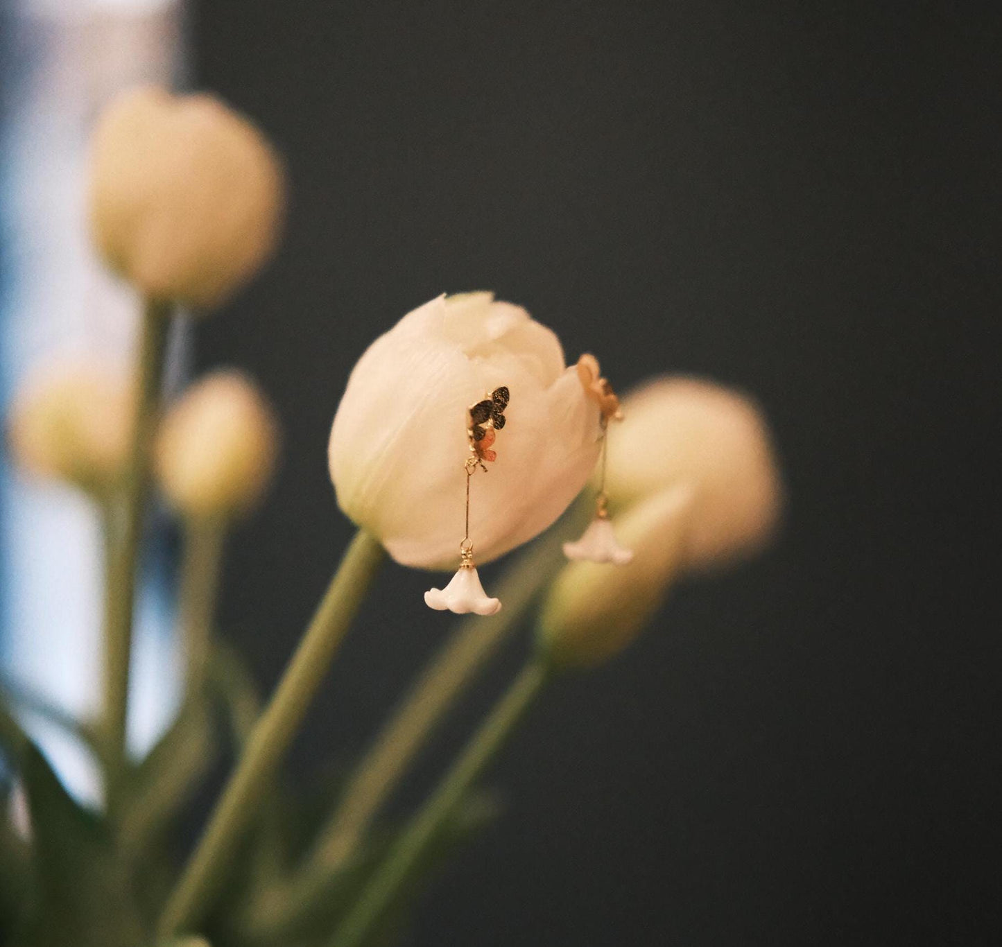 White Floral Earrings | Traditional Craftsmanship | Floral Dewdrop Design | Luxurious Handmade Jewelry