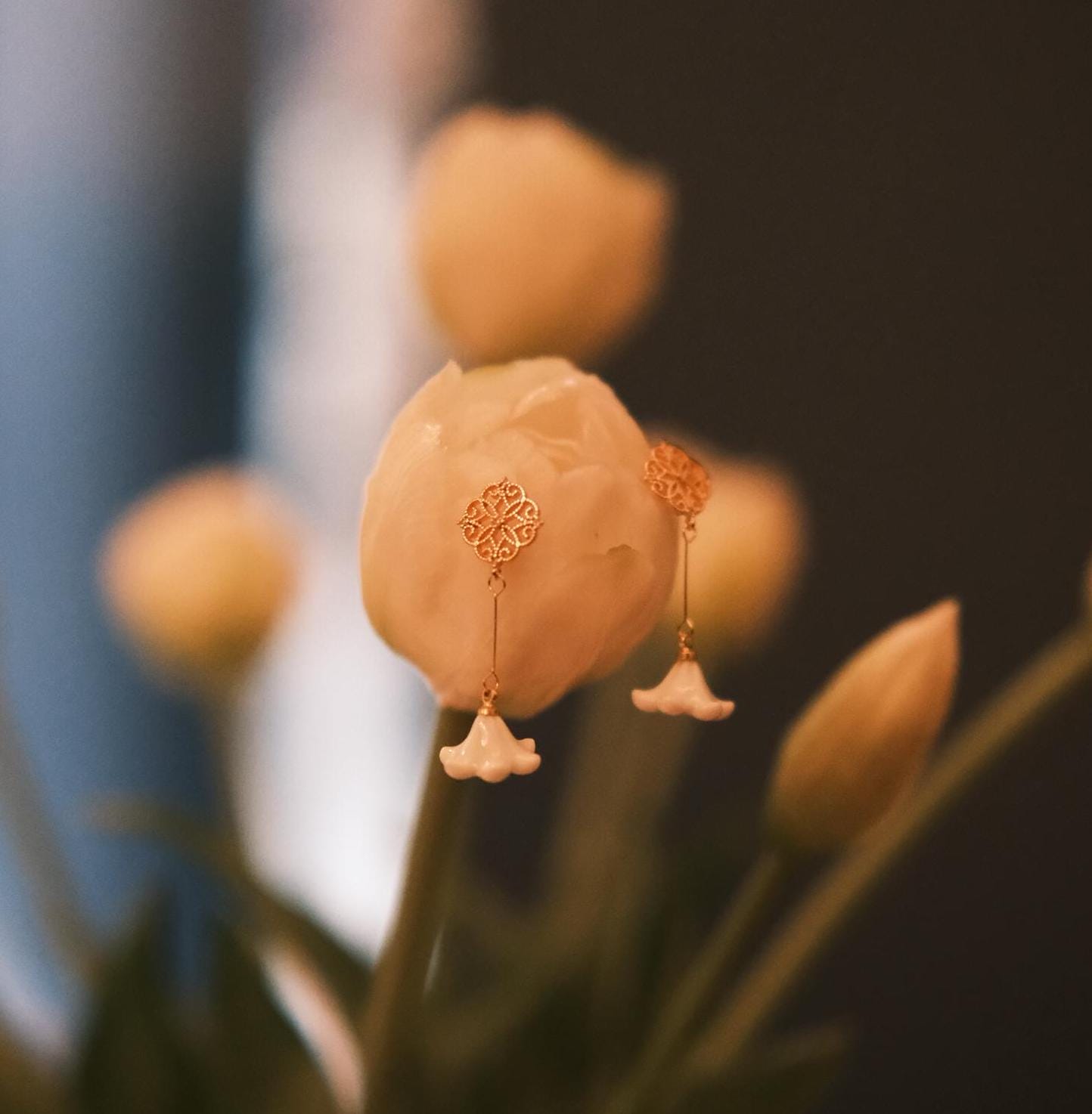 White Floral Earrings | Traditional Craftsmanship | Floral Dewdrop Design | Luxurious Handmade Jewelry