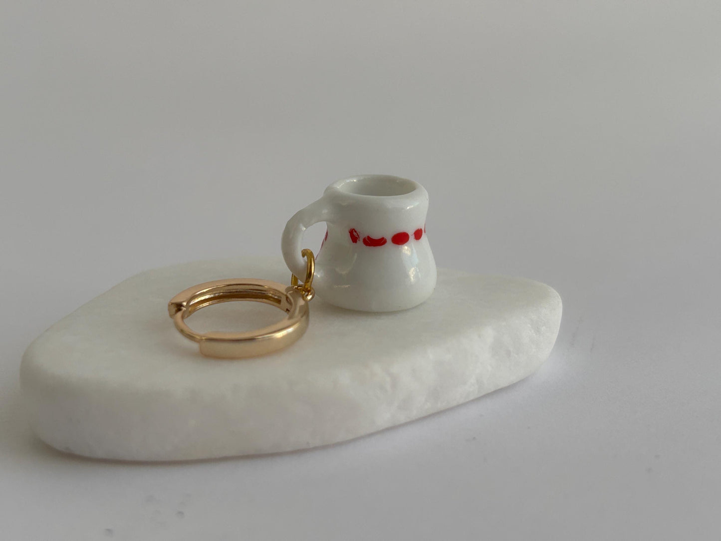 Teacup Snowman - Porcelain Earrings