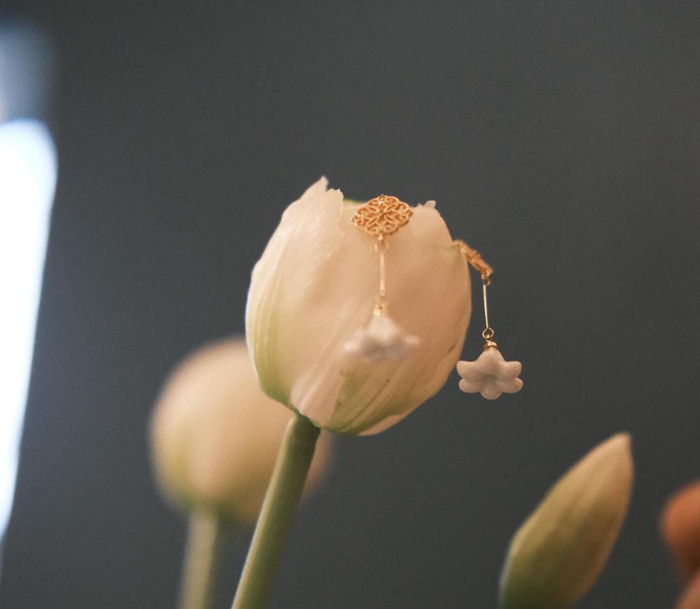 White Floral Earrings | Traditional Craftsmanship | Floral Dewdrop Design | Luxurious Handmade Jewelry