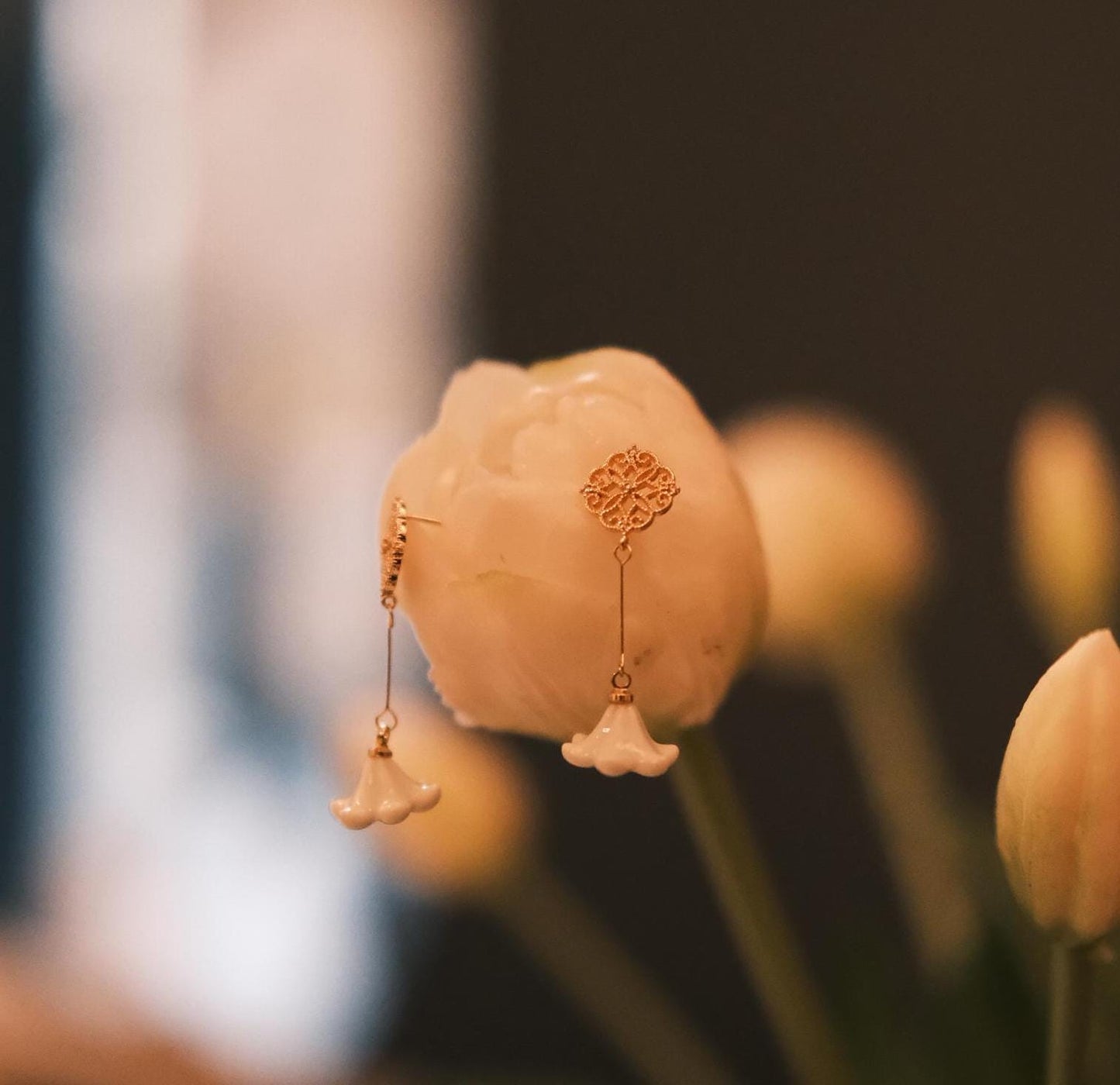 White Floral Earrings | Traditional Craftsmanship | Floral Dewdrop Design | Luxurious Handmade Jewelry