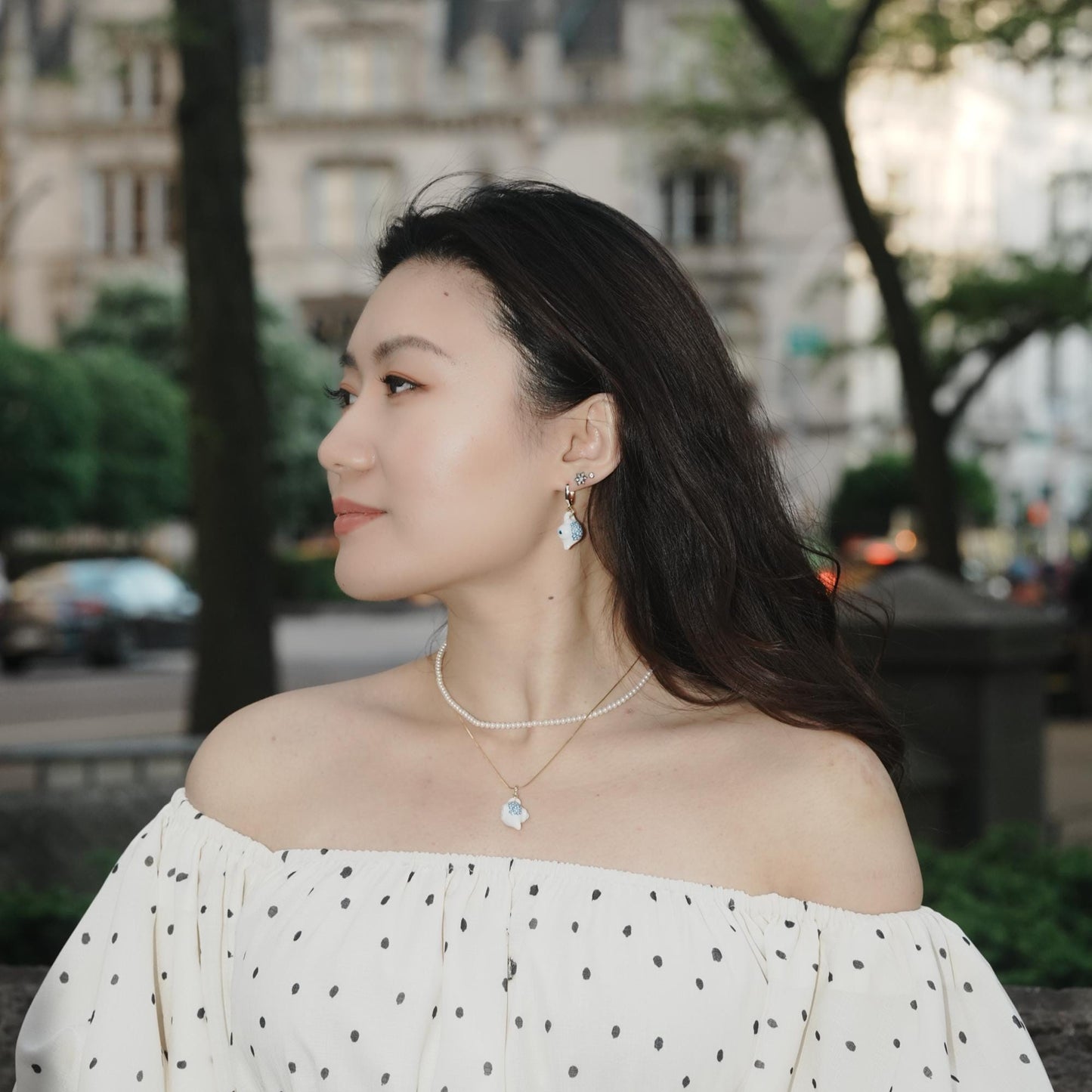 Pearl in a Cup -  Porcelain & Pearl Tea-set Earrings