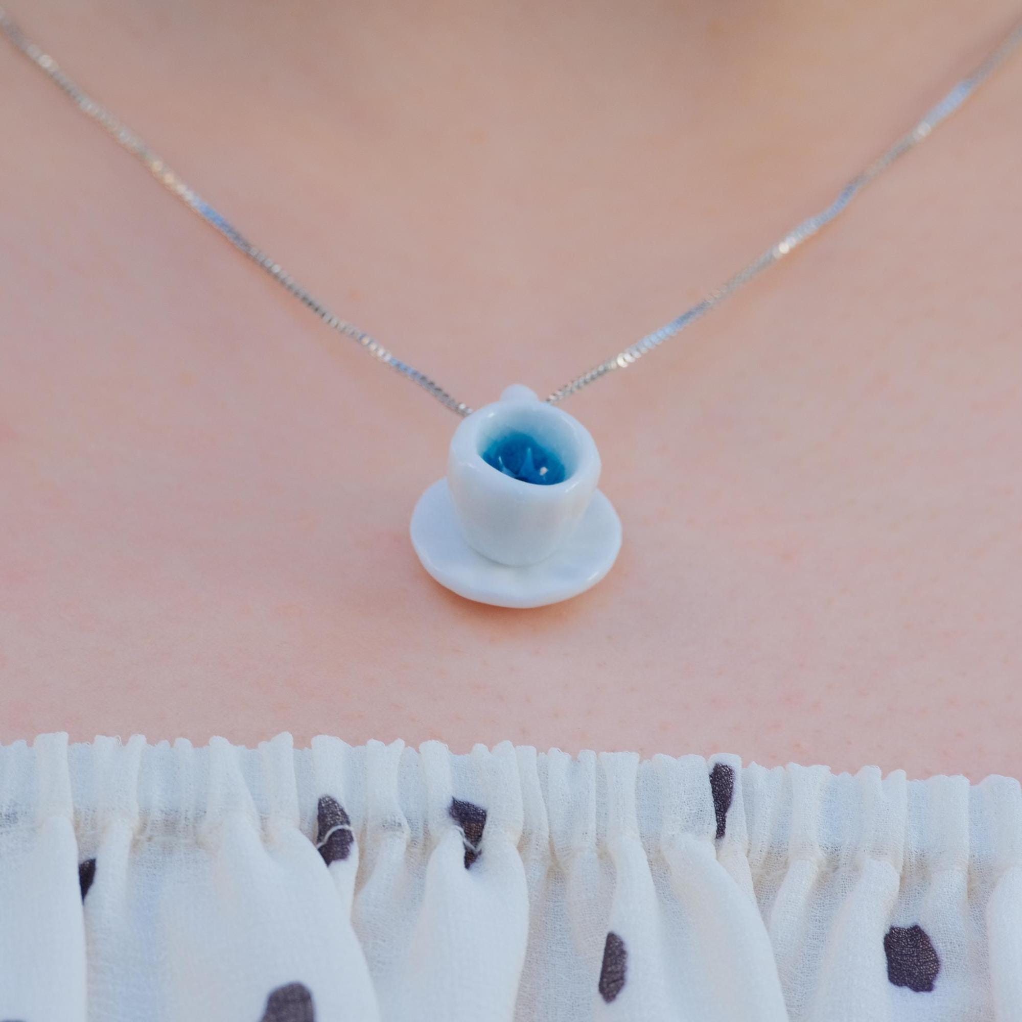 Cup of Tea Porcelain Teacup Necklace