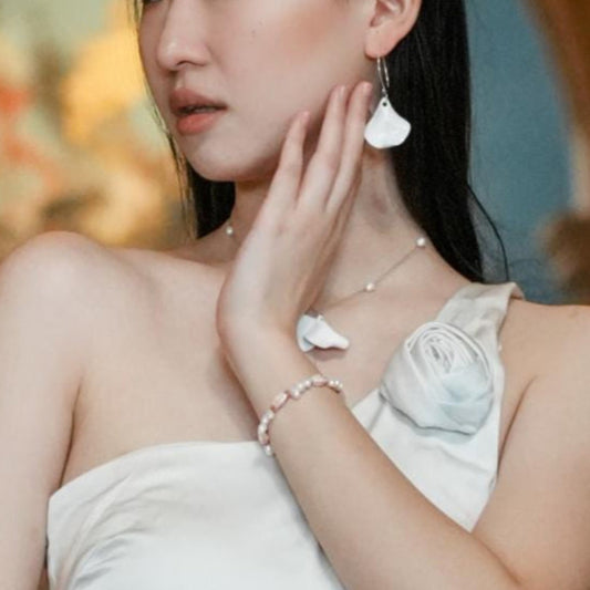 Runway Petal Earrings-  Handmade Porcelain Flower Earrings