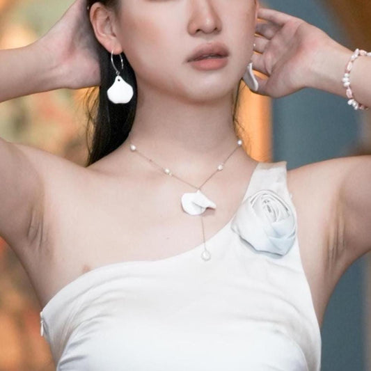 Runway Petal Necklace -  Handmade Porcelain Flower Necklace