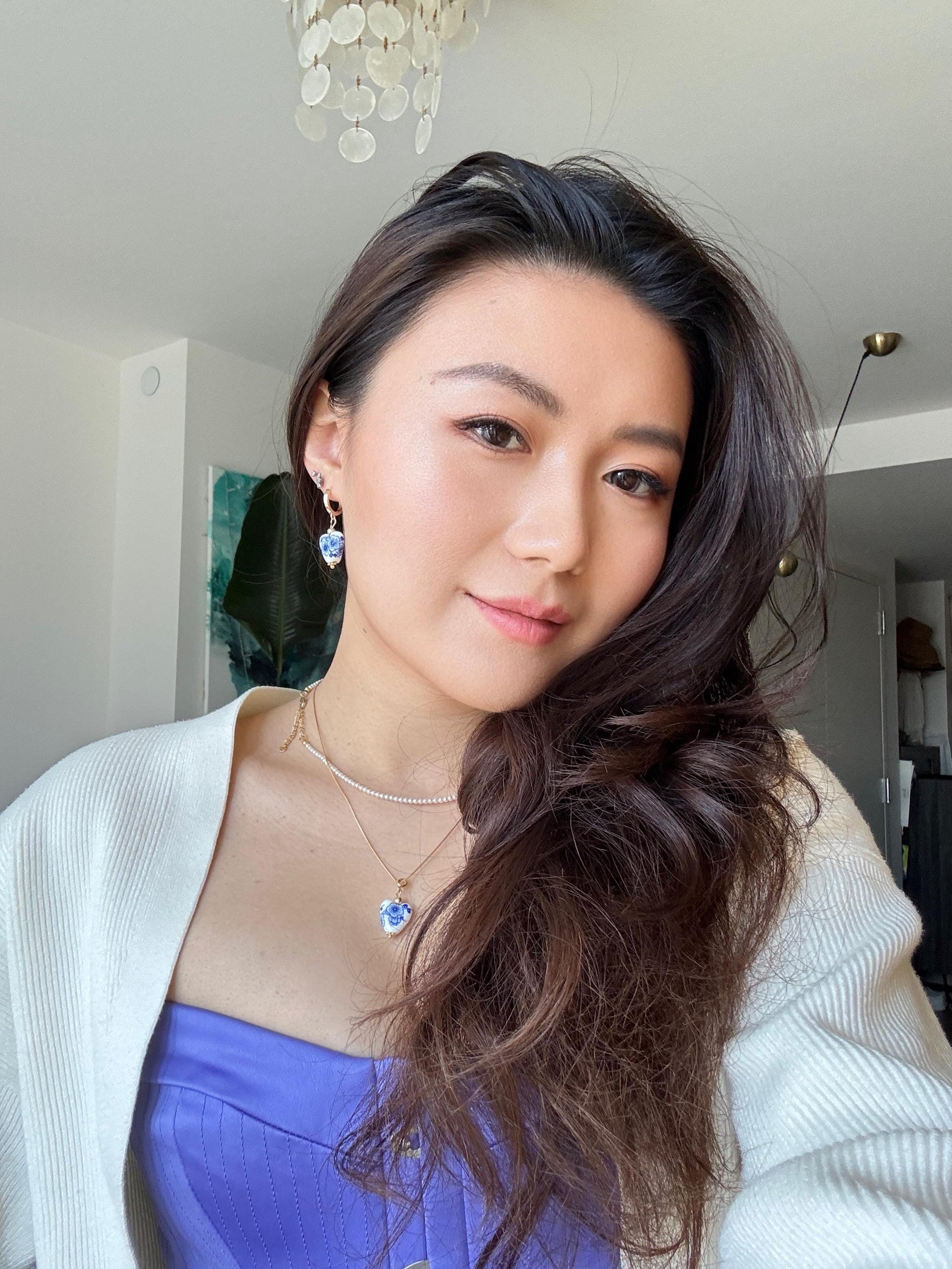 Porcelain Heart Hoop Earrings