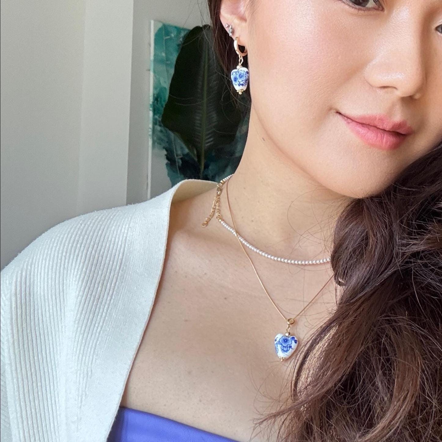 Porcelain Heart Hoop Earrings