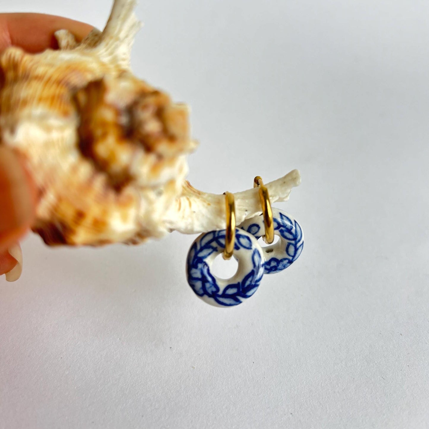 The Ming Blue: Marbled Hoop Bagel Earrings