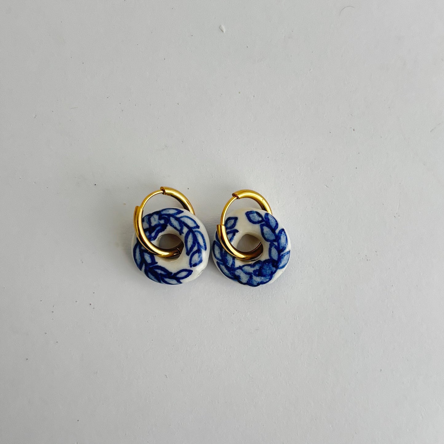 The Ming Blue: Marbled Hoop Bagel Earrings