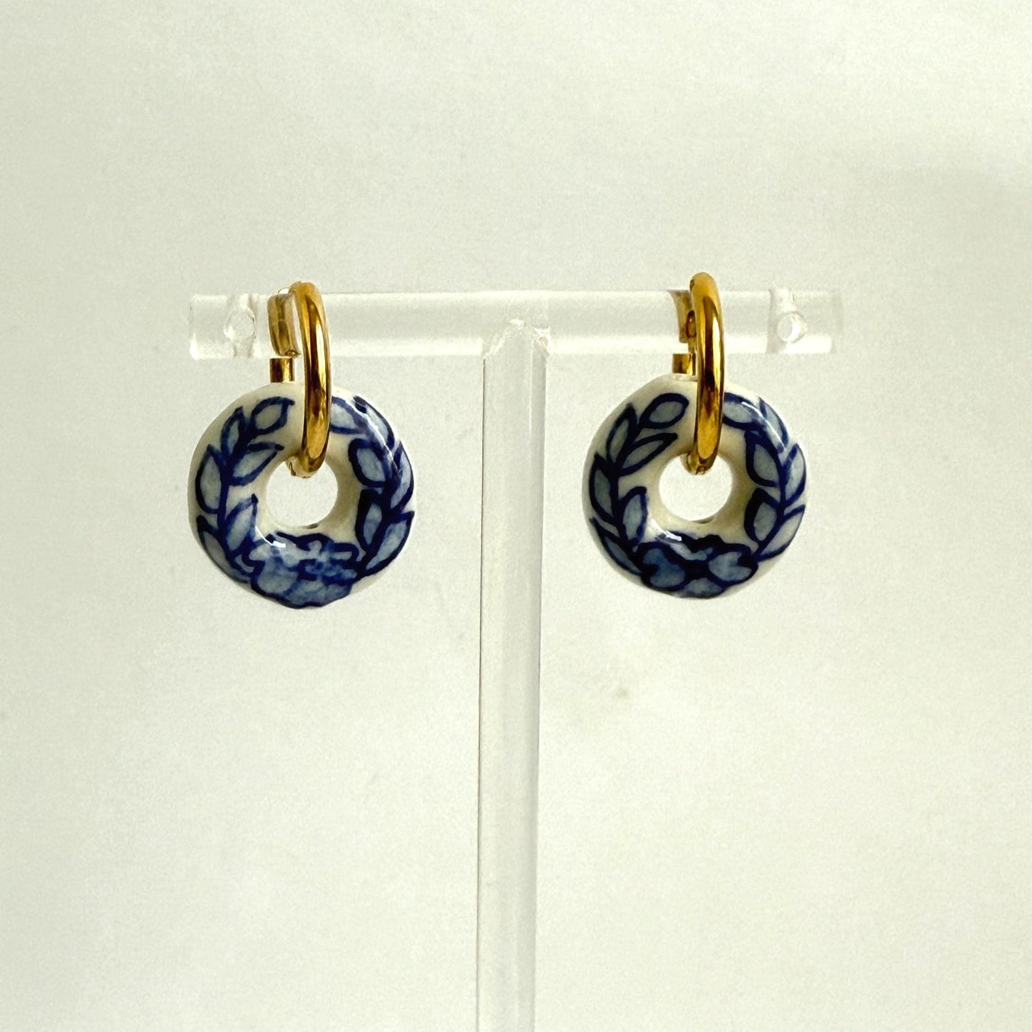 The Ming Blue: Marbled Hoop Bagel Earrings