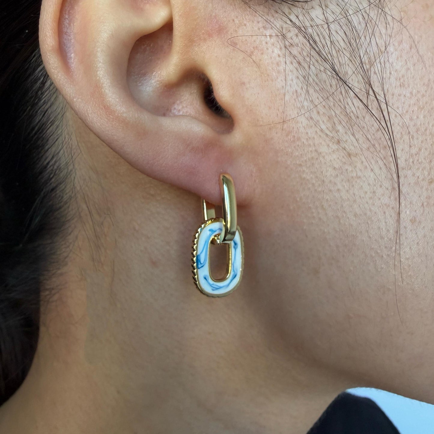 The Ming Blue: Marbled Hoop Earrings