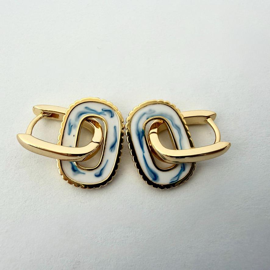 The Ming Blue: Marbled Hoop Earrings