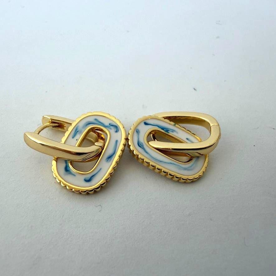 The Ming Blue: Marbled Hoop Earrings