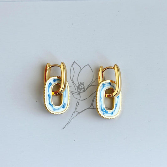 The Ming Blue: Marbled Hoop Earrings