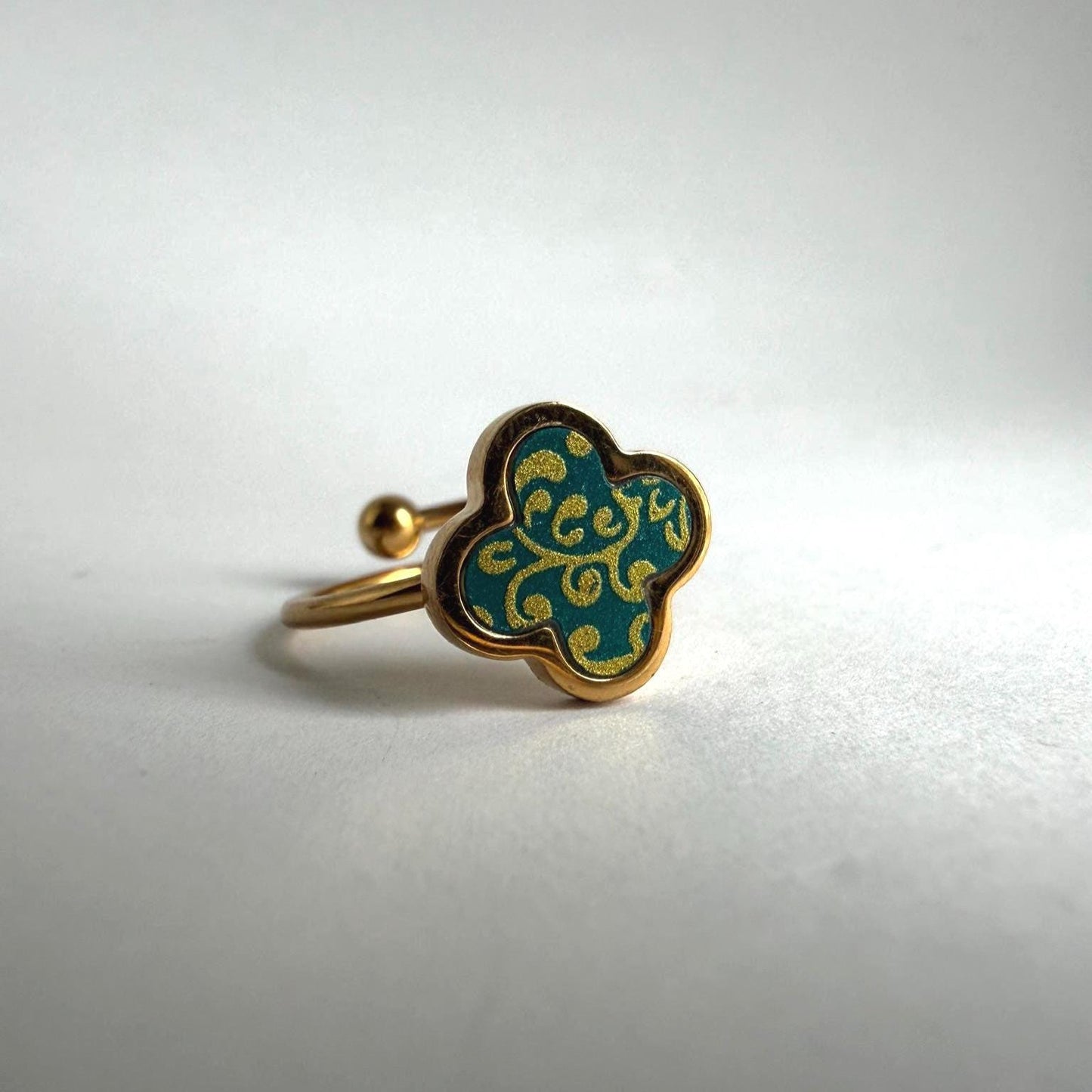 Dainty Porcelain Lucky Signet Ring | Gift for Good Health